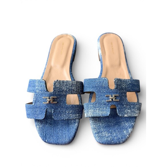 Bruno Magli Made in Italy Blue Denim Slide Sandals Size 8 Item $275 - Picture 10 of 10